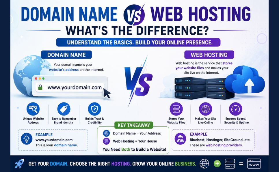 Domain Name vs Web Hosting What's the Difference